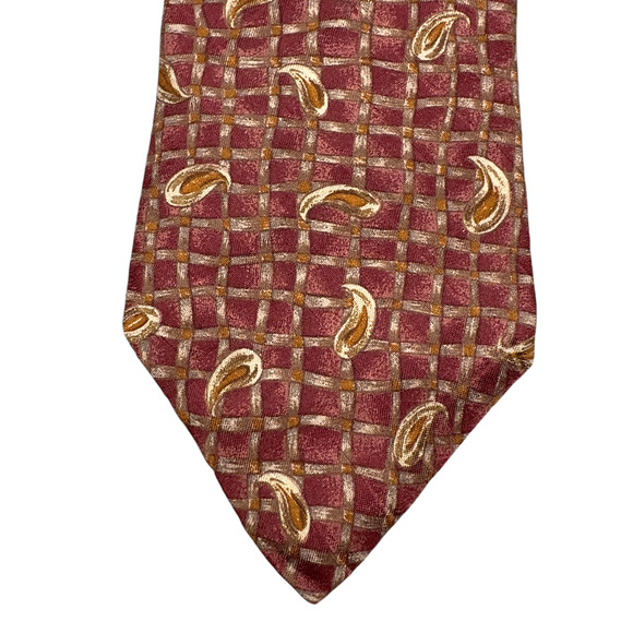 Bugatti‎ 100% Silk Dress Tie Made in Italy Plaid & Paisley Pattern 58" 3.75" - Picture 5 of 10